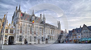 The Burg square and facade of gothic town hal,BRUGGE, BELGIUM photo