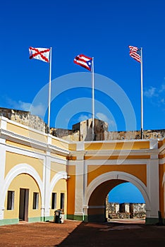 Flags Above Castillo Courtyard, San Juan, Puerto Rico photo