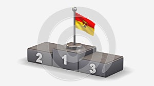Burgenland 3D waving flag illustration on winner podium.