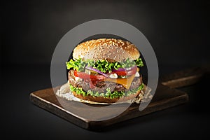 Burger with beef and cheese photo
