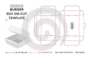 Burger box die cut template, packaging die cut template, 3d box, keyline