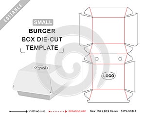 Burger box small die cut template, packaging die cut template, 3d box, keyline