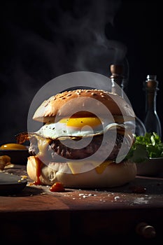 Burger on a brioche bun. Generative AI