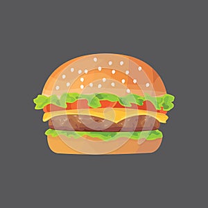 Burger cartoon fast food . cheeseburger or hamburger vector illustration. Fat