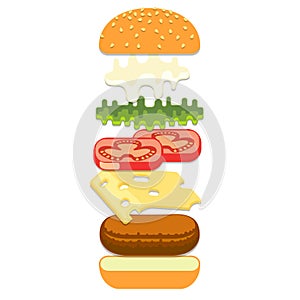 Burger With Cheese, Street Fast Food Cafe