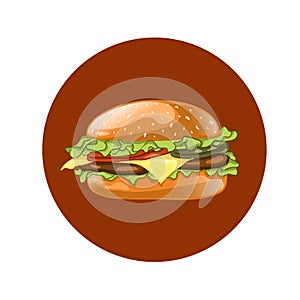 Burger. Cheeseburger vector illustration. Hamburger icon. Fast food.