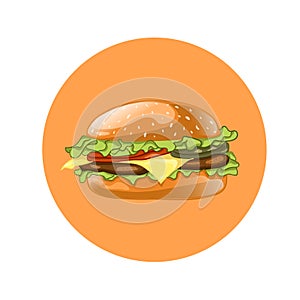 Burger. Cheeseburger vector illustration. Hamburger icon. Fast food.