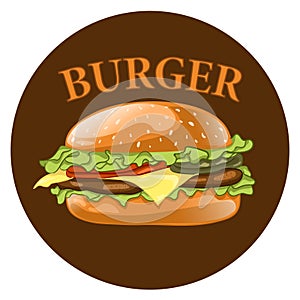 Burger. Cheeseburger vector illustration. Hamburger icon. Fast food.