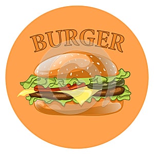 Burger. Cheeseburger vector illustration. Hamburger icon. Fast food.