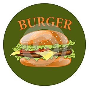 Burger. Cheeseburger vector illustration. Hamburger icon. Fast food.