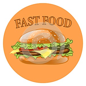 Burger. Cheeseburger vector illustration. Hamburger icon. Fast food.