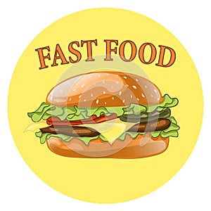 Burger. Cheeseburger vector illustration. Hamburger icon. Fast food.