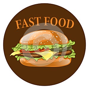 Burger. Cheeseburger vector illustration. Hamburger icon. Fast food concept