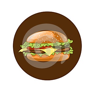 Burger. Cheeseburger vector illustration. Hamburger icon. Fast food concept