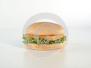 Burger with chicken or fish and lettuce