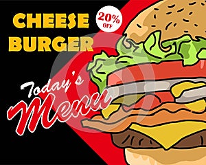 Burger design illustration. Use for poster, flyer, banner, advertising and marketing product