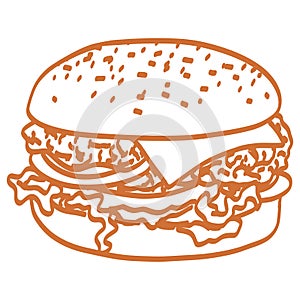 Burger Doodle Line Art Drawing Vector Illustration