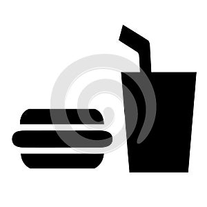 Burger and drink vector icon eps 10. Fast food symbol