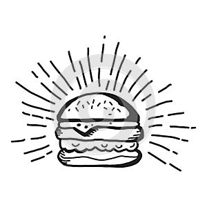 Burger Fast food icon in trendy design style.
