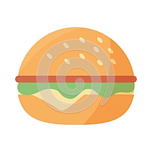 Burger fast food menu in cartoon flat icon