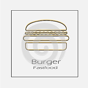 Burger fast food vector icon eps 10. Simple isolated outline illustration