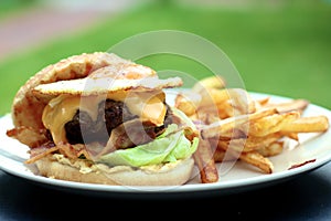 Burger and fries