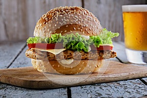 Burger with grilled chicken