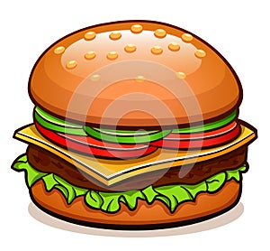 burger or hamburger cartoon isolated