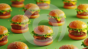 Burger, hamburger, cheeseburger Fast food seamless pattern