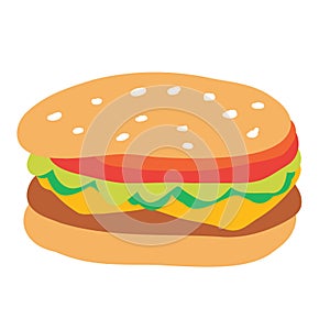 Burger or hamburger vector illustration, fast food icon concept isolated