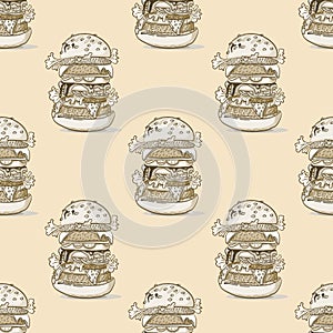Burger huge seamless pattern