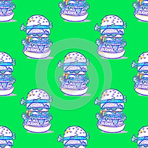 Burger huge seamless pattern