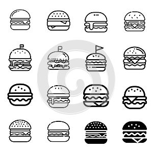 Burger icon pack vector