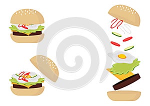 Burger illustration with three types