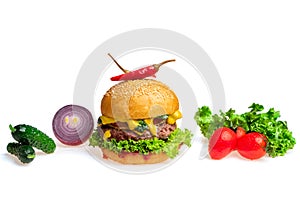 Burger and ingredients photo