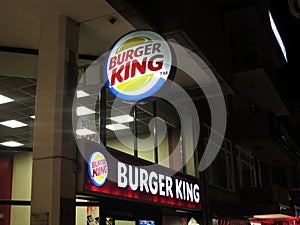Burger King restaurant at night