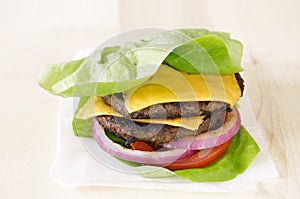 Burger lettuce wrap close up