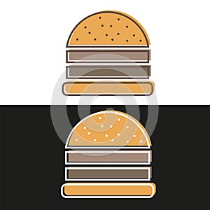 Burger logo emblem colored shape line style