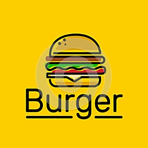 Burger logo emblem colored shape line style