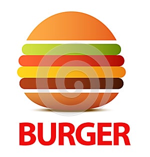 Burger logo or icon for Cafe, Creative vector flat illustration isolated on white photo