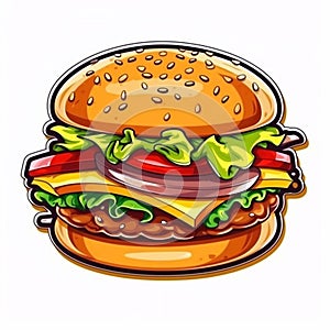 Burger logo illustration. Burger sticker illustration. Burger baner. Delivery of burgers.