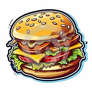 Burger logo illustration. Burger sticker illustration. Burger baner. Delivery of burgers.