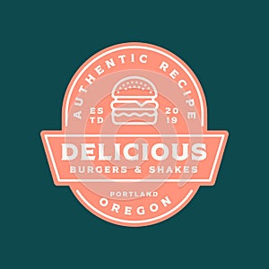 Burger logo. retro styled fast food emblem, badge.