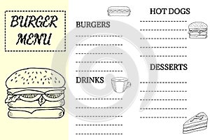 Burger menu, white