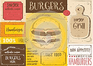 Burger Placemat on Craft Paper