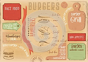 Burger Placemat on Craft Paper