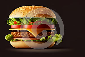 Burger poster for menu restaurant. Burger design style promotional fast food poster.