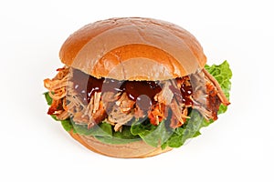 A burger with pulled pork