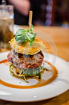 Burger with ramen noodles