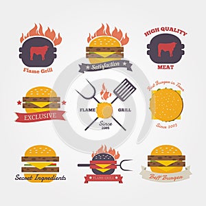 Burger restaurant flat design vintage label